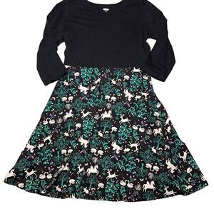 NWOT Old navy 3/4 sleeve whimsical unicorn, swan dress sz XL 14 black and green